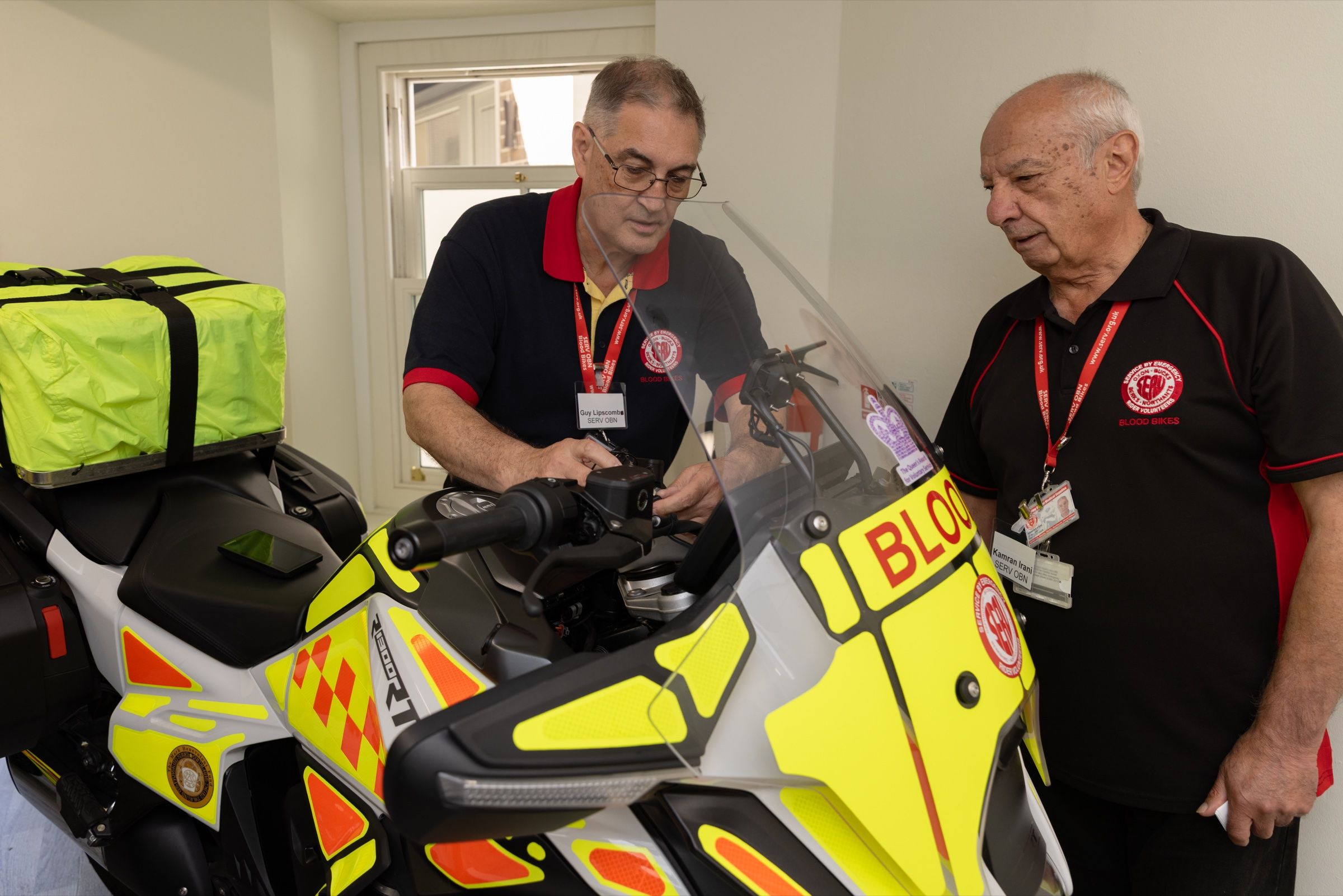 A Blood Bike volunteer at work