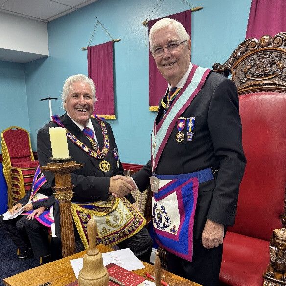 A serving police officer is advanced at Croydon by the Provincial Grand Master, photograph 1
