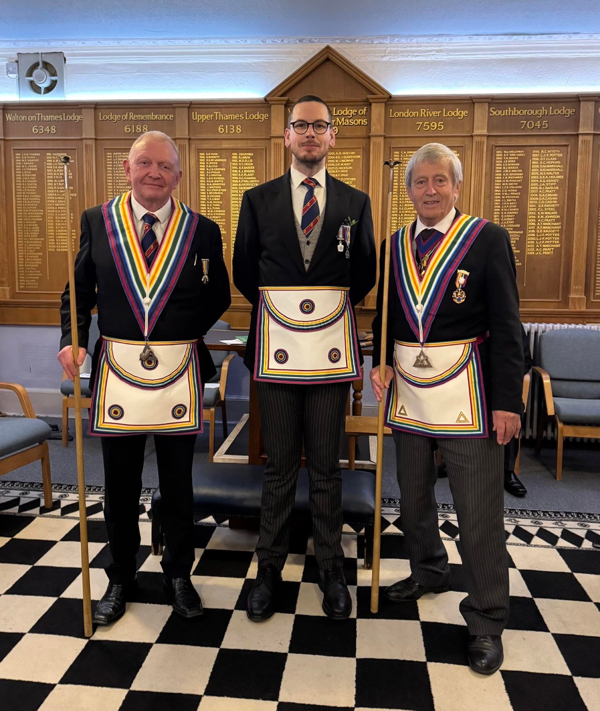 Three Surrey Royal Ark Mariner brethren in regalia